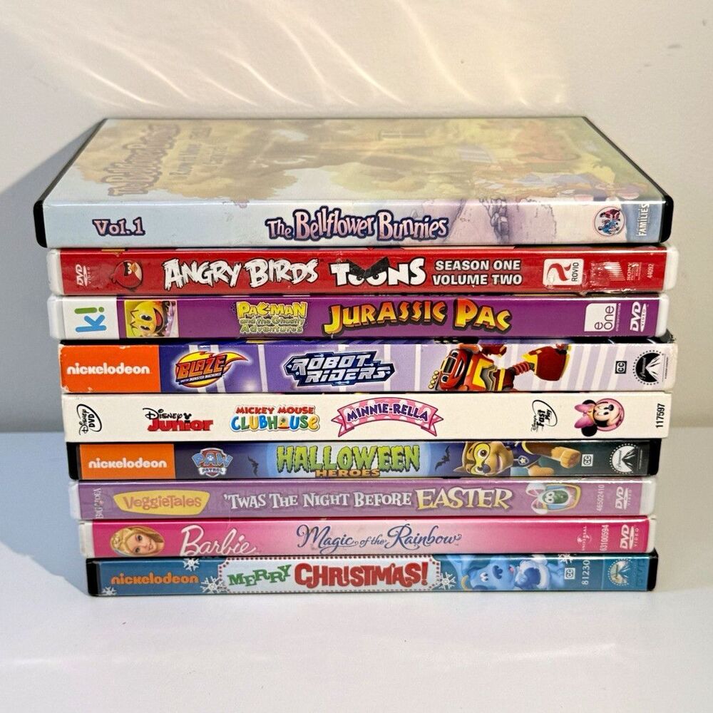 Lot of 9 Kids DVDs Disney Nickelodeon Barbie Paw Patrol Angry Birds